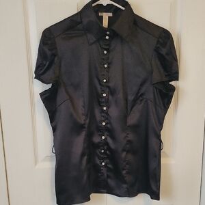 Elegant Black Satin Blouse